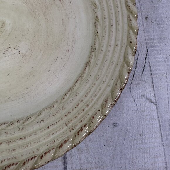 Roscher & Co BELLINI CREAM Embossed Rope Ring Earthenware Salad Plates Set 4 - Picture 13 of 16